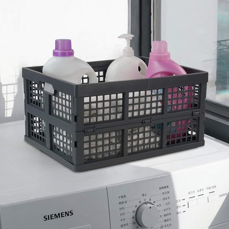 Ggbin 34 Liter Folding Plastic Containers, Grey Plastic Crate, 2 Packs - Image 5